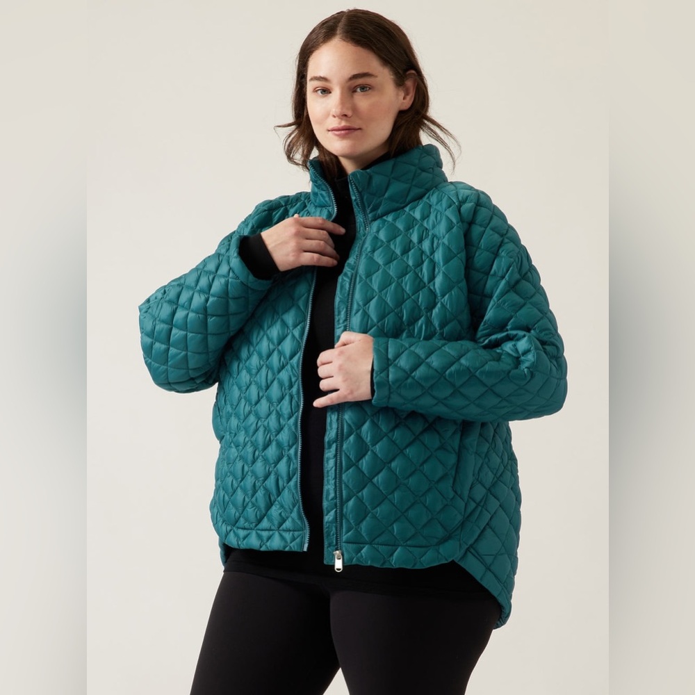 NWT Athleta Whisper Featherless Puffer Jacket Size 3X Borealis Green Lightweight